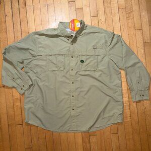 LL Bean SunSmart Shirt Long Sleeve Fishing Outdoor Vented Green Mens Size 3XL